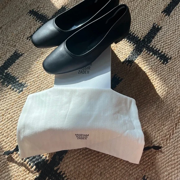 Maryam Nassir Zadeh Black Leather Flats - Picture 2 of 6